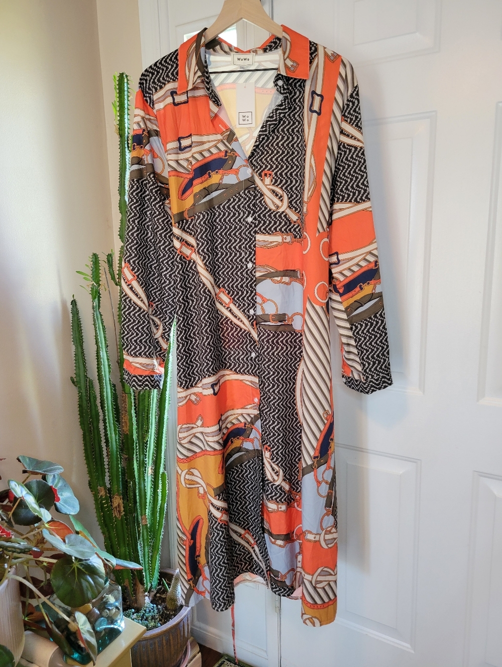 WoWo Chain Link Printed Flowey Long Dress NEW, Size Womens Medium